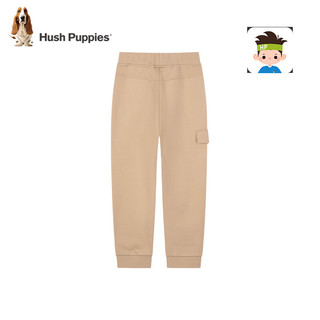 暇步士（Hush Puppies）童装儿童男大童2024秋季舒适微弹时尚帅气个性针织长裤 燕麦卡其 130cm