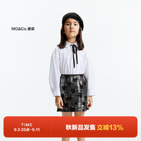 little MO&Co.little moco童装24秋装女童纯棉娃娃领蝴蝶结长袖白衬衫衬衣 本白色 150/72