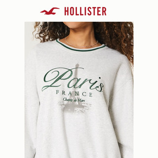 HOLLISTER24秋冬美式宽松休闲城市印花抓绒卫衣女 KI352-4148 灰色 XS (160/84A)