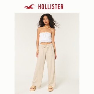 HOLLISTER24秋季宽松休闲亚麻混纺抽绳阔腿长裤女 KI356-4122 浅棕色 XL (170/90A)标准版