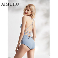 AIMUHU遮肚显瘦高端度假性感绑带连体泳衣小胸聚拢泡温泉泳装