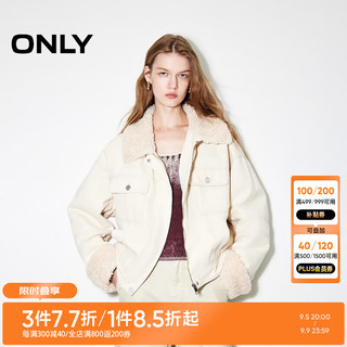 ONLY2024秋季时尚复古纯棉宽松落肩牛仔棉服外套女|124322001 J2G 米白色 180/96A/XXL