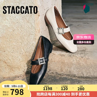 思加图2024秋季奶油方糖玛丽珍鞋单鞋女EPQ10CQ4 温柔米(宽版) 35