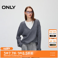 ONLY2024秋季简约百搭假两件含羊毛圆领针织衫女|1243K6001 G12 中花灰色 155/76A/XS