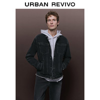 URBAN REVIVO UR2024春季新款男装时尚摩登复古毛边双口袋牛仔外套UMF840009