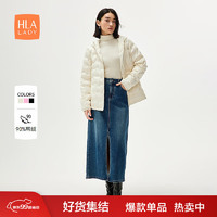 HLA海澜之家羽绒服女装24新连帽鸭绒便携保暖外套女冬季HWRAW4W303A 米白X2 175/96A 2XL145-160斤