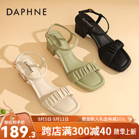 达芙妮（DAPHNE）达芙妮 凉鞋女凉拖高跟鞋女2024年夏季一字带气质法式粗跟QJ4 米色 38