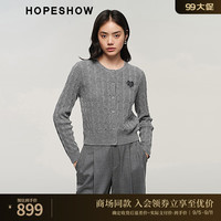 红袖复古绞花上衣秋季2024女装珠片绣正肩圆领质感上衣 高级灰064 XXL