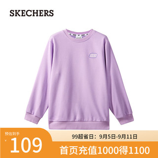 斯凯奇（Skechers）男女童装针织套头卫衣舒适中大童上衣L322K046 薰衣草紫/00KC 6XL