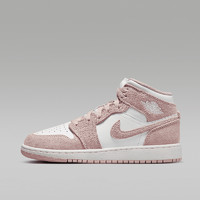 NIKE 耐克 Air Jordan 1 Mid AJ1白粉翻毛皮中帮复古篮球鞋女FN7432-161