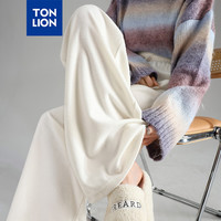 唐狮 TONLION女休闲裤2024秋季直筒毛巾裤WP 米白 S