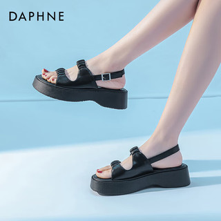 达芙妮（DAPHNE）达芙妮凉鞋女2024女鞋运动凉鞋夏季厚底LP2 黑色 40