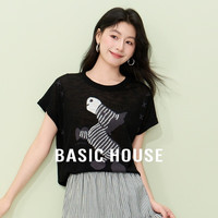 Basic House/百家好休闲斑马百搭针织衫-B0624A5R932 黑色 S85-105斤