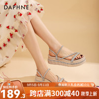 达芙妮（DAPHNE）达芙妮（DAPHNE) 厚底凉鞋女两穿夏2022水钻一字带沙滩拖鞋JL 百搭米色 40