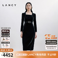 朗姿/LANCY2024秋新款【流光盛宴】高级感丝绒收腰方领连衣裙女