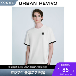 URBAN REVIVO UR2024夏季男装趣味卡通撞色章仔棉质短袖T恤UMV440098 本白 S