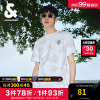 杰克琼斯 杰克·琼斯（JACK&JONES）夏季潮舒适字母款半袖重磅棉质宽松短袖T恤男224201088 本白色224201109 180/100A/L