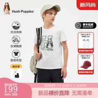 暇步士(Hush Puppies)童装男童2024夏季丝光柔软蒸呢丝滑云柔棉休闲舒适活力套装 本白 110cm