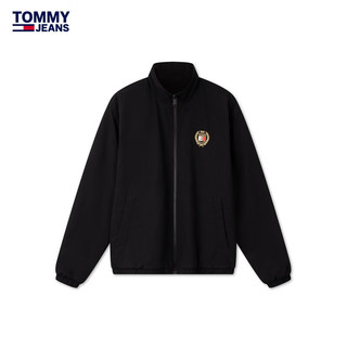 TOMMY JEANS【双面穿】24秋冬男学院风摇粒绒立领宽松抓绒衣夹克19643 黑色BDS L