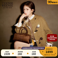 Teenie Weenie小熊毛呢大衣女2024绵羊毛双面穿牛角扣毛呢大衣女 棕色 165/M