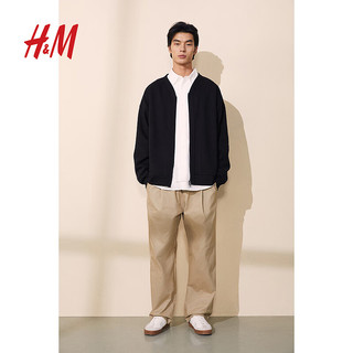 H&M2024秋季男士宽松版型拉链开衫1238279 黑色 180/116 XL