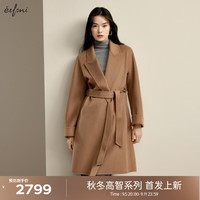 伊芙丽（eifini）【高智大衣】伊芙丽经典浴袍式双面羊绒呢大衣外套女2024秋季 驼色  165/88A/L