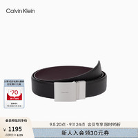 Calvin Klein Jeans24秋季男士商务休闲双面用方形扣牛皮腰带4D7000G R2F-太空黑 85cm