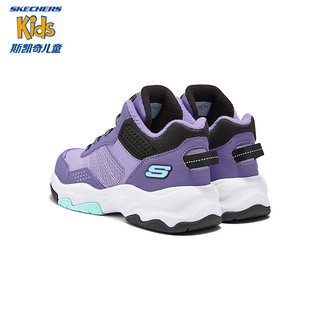 Skechers斯凯奇儿童绒绒靴（跃界系列）男女童旋钮运动棉靴轻舒适303499L 女童/紫色/黑色/PRBK 35码