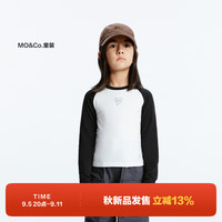 little MO&Co.抑菌 little moco童装24秋装女童插肩袖弹力修身长袖打底T恤 黑色  110/52