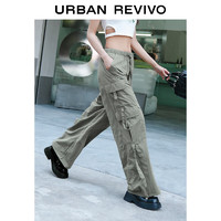 URBAN REVIVO UR 女装城市轻户外工装风抽绳松紧腰宽腿裤 UWV640020