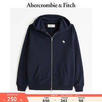 Abercrombie & Fitch 男装女装情侣 时尚经典小麋鹿拉链毛圈布连帽卫衣 KI122-4090 海军蓝 M (180/100A)