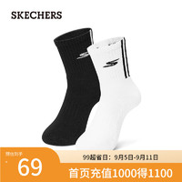 斯凯奇（Skechers）男女同款抗菌简约柔软舒适透气加厚底P324U027 白色/骏马黑/03M2 S