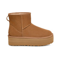 UGG 女士休闲舒适经典纯色厚底保暖迷你时尚短靴雪地靴 1134991 栗色 36