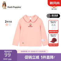 暇步士（Hush Puppies）童装儿童男女童春秋季柔软透气舒适休闲百搭款长袖衬衫 粉艾尔B款 常规 110cm