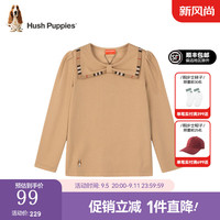 暇步士(Hush Puppies)童装儿童男女童春秋季柔软透气舒适休闲百搭款长袖衬衫 暖卡其E款 常规 130cm