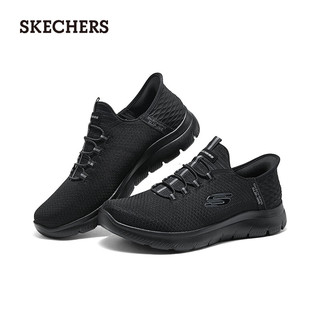 斯凯奇（Skechers）春夏男鞋休闲轻质跑步鞋舒适耐磨运动鞋232457W 全黑色/BBK 42