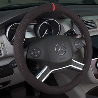 SIMB 狮博 汽车方向盘套超薄夏季硅胶翻毛皮防滑吸汗皮革四季通用把套 翻毛皮透气款 通用
