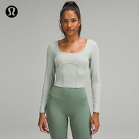 lululemon丨Waist-Seamed Nulu™女腰部缝线长袖T恤速干 LW3HW1S 玉灰 2