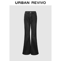 URBAN REVIVO UR2024秋季新款女装复古百搭休闲高腰牛仔长裤UWG840271 正黑 26