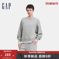 Gap女装2024初秋logo假两件卫衣简约休闲女友T套头上衣613550 浅灰色 160/80A(S) 亚洲尺码