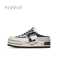 XVESSEL双侧标穆勒鞋小羊肖恩配色包头半拖白色黑鞋头 熊猫（黑白） S24X39B 46