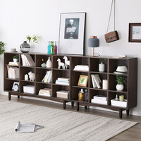 家逸（JIAYI）实木书柜现代客厅儿童格子柜储物柜一体靠墙落地书架置物架组合柜 矮柜1.2米胡桃色