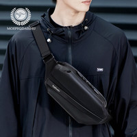 MOEPEQDAISHU 斜挎包男士胸包男背包大容量轻便户外骑行运动休闲腰包机能单肩包 曜夜黑 [快捷磁吸扣]