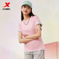 百亿补贴：XTEP 特步 女短袖纯棉透气半袖休闲百搭针织上衣女运动T恤