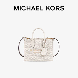 移动端、京东百亿补贴：MICHAEL KORS 迈克·科尔斯 礼物送女友MK女包MIRELLA老花托特手提斜挎包 小号 奶白色