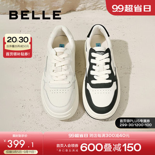 移动端、京东百亿补贴：BeLLE 百丽 男女同款板鞋女商场同款厚底小白鞋Z7N1DCM3 黑白 38