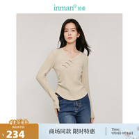 茵曼【商场同款】新中式盘扣T恤2024秋女装新款交叉门襟长袖上衣