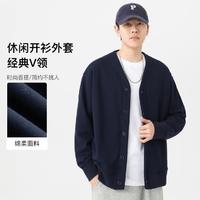 JEANSWEST 真维斯 春秋男式休闲针织外套男百搭简约青少年外套纯色V领