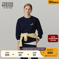 Teenie Weenie小熊女装圆领美式卫衣女2024早秋女休闲长袖上衣 藏青色 160/S