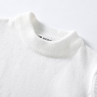 小猪班纳童装2024秋冬装儿童毛衣中大童男童毛衫女童套头衫上衣 白色 140cm